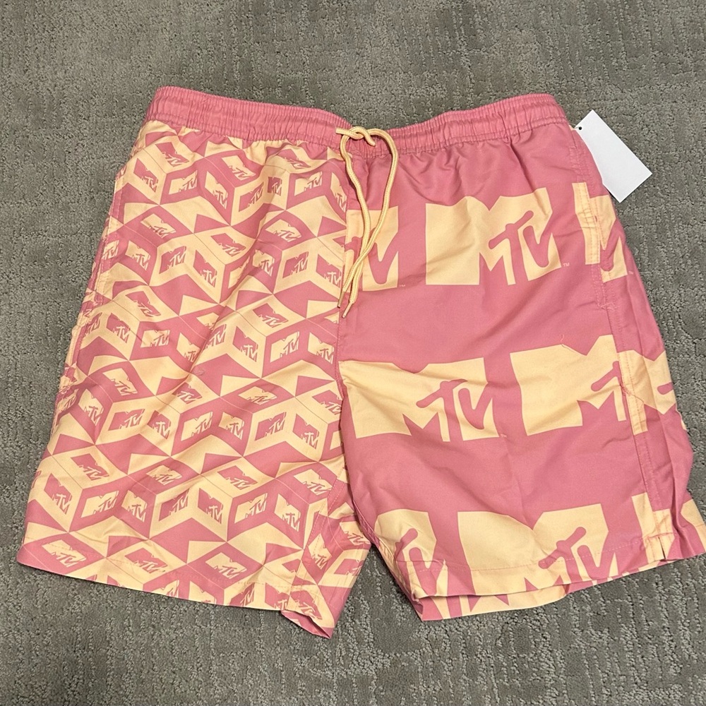 MTV Pink and Yellow Swim Trunks - Picture 2 of 2